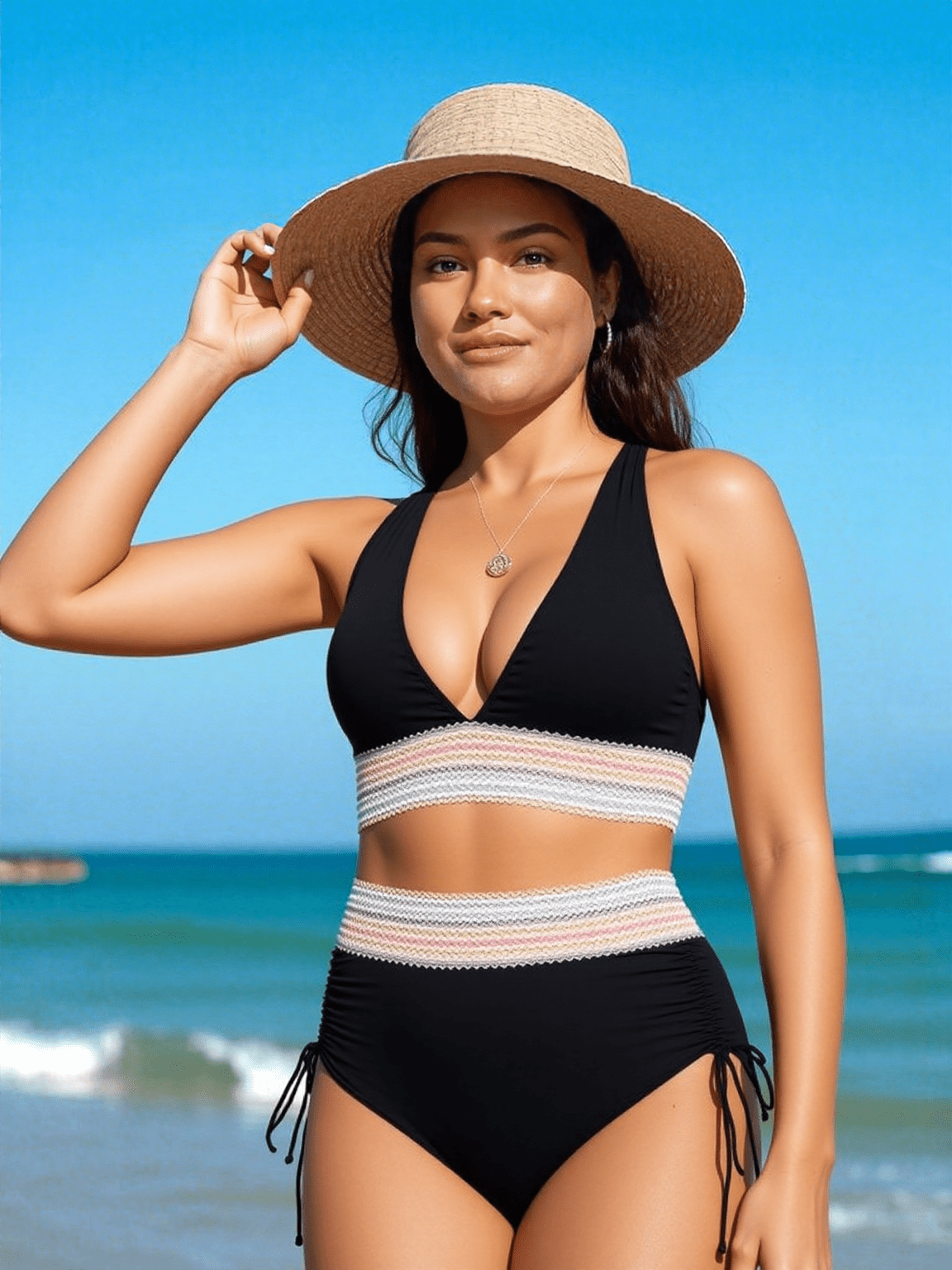 Bikini élégant taille haute sculptant