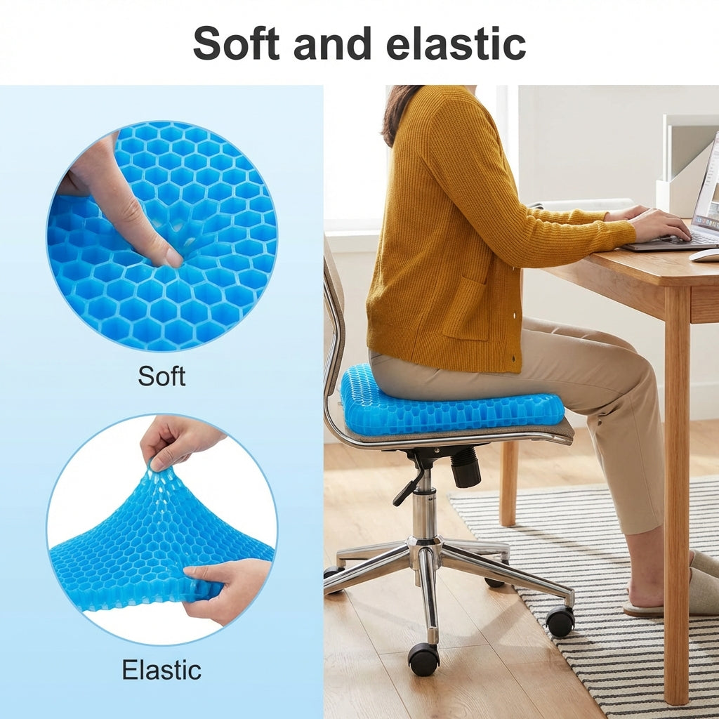 Ergonomic Gel Cushion for Comfortable Seating and Immediate Relief
